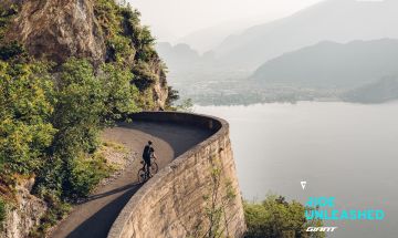 Cyclist on beautiful road