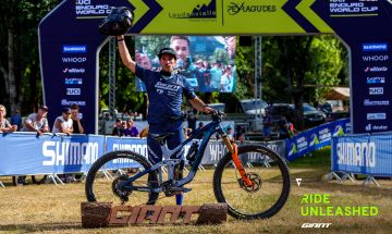 Mountain biker celebrates win